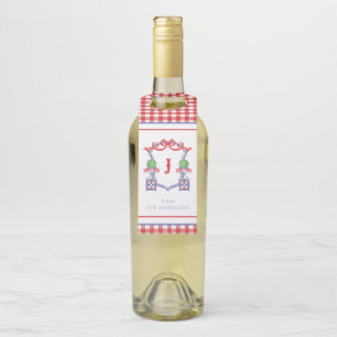 Watercolor Patriotic American Flag Topiary Crest Bottle Hanger Tag