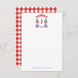 Watercolor Patriotic American Flag Topiary Crest Thank You Card