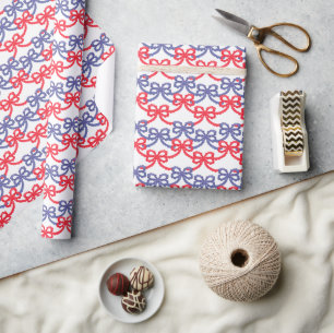 Watercolor Patriotic Bows Wrapping Paper