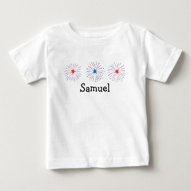 Watercolor Patriotic Firework Trio baby T-Shirt (Front)
