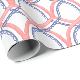 Watercolor Patriotic Red White & Blue 4th of July Wrapping Paper
