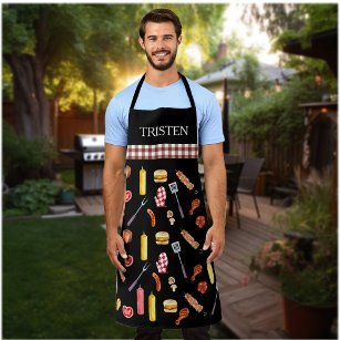 Watercolor Pattern BBQ  Grill Grilling Smoker Apro Apron