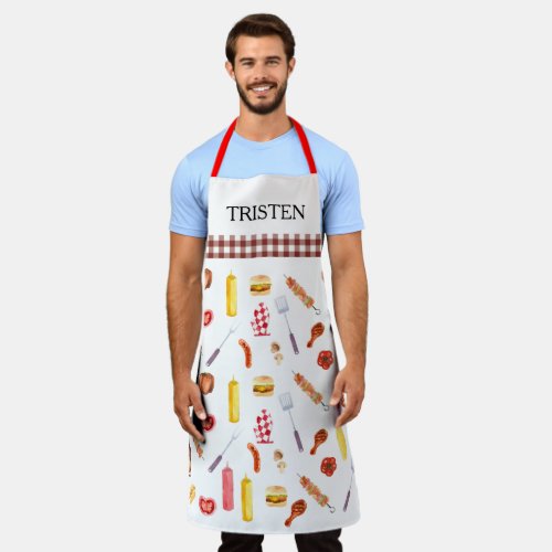 Watercolor Pattern BBQ  Grill Grilling Smoker Apron