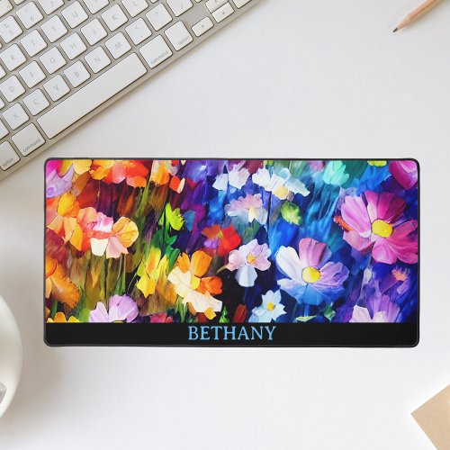 Watercolor Pattern Floral Wildflowers Desk Mat