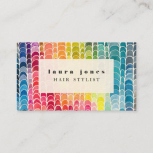 Watercolor Pattern Hair Stylist Template Business Card