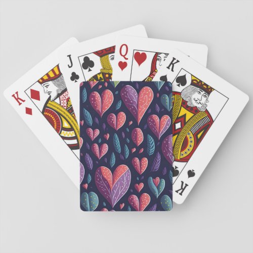 Watercolor Pattern Hearts Vibrant Colors Poker Cards