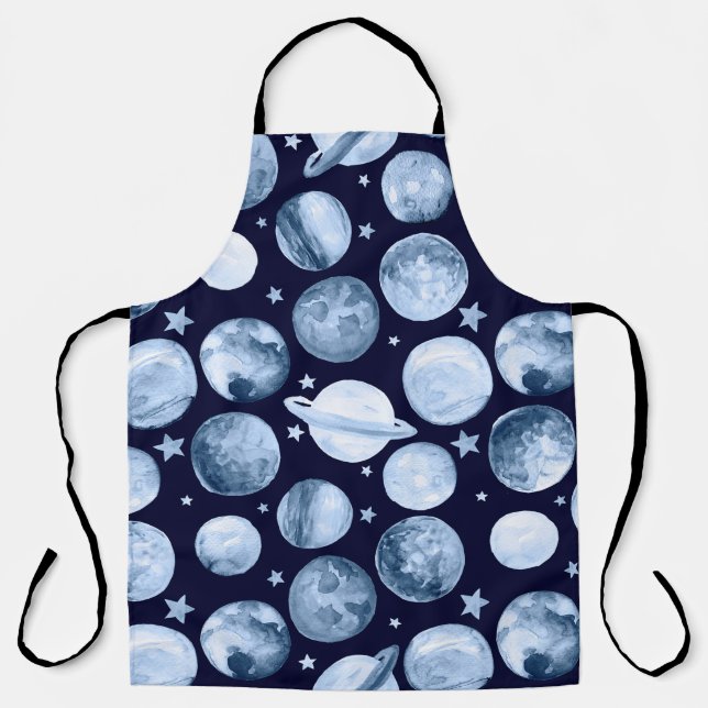 Watercolor pattern illustration of space galaxy wi apron (Front)