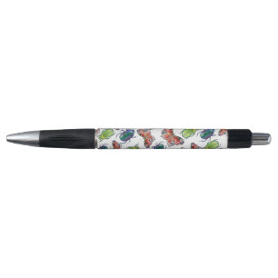 Watercolor pattern of beetles and butterflies pen