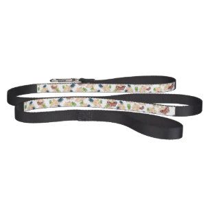 Watercolor pattern of beetles and butterflies pet leash