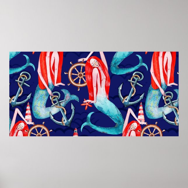 Watercolor pattern sea poster (Front)
