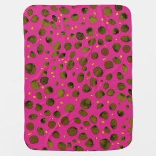 Watercolor Pattern with Abstract Cheetah Skin. Baby Blanket