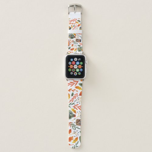 Watercolor Pattern with Autumn Foliage Apple Watch Band