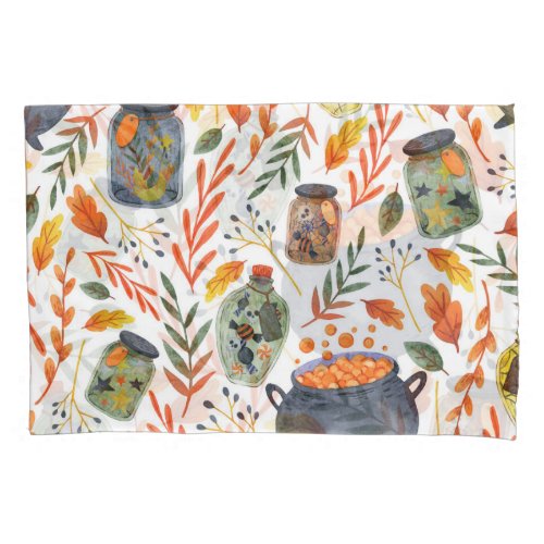 Watercolor Pattern with Autumn Foliage Pillow Case