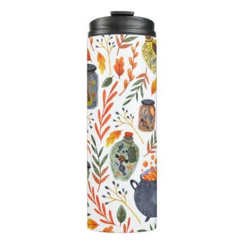 Watercolor Pattern with Autumn Foliage Thermal Tumbler
