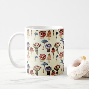 Watercolor pattern with colorful mushrooms coffee mug