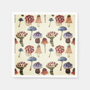 Watercolor pattern with colorful mushrooms napkins