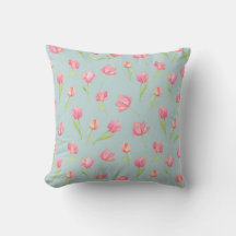 Watercolor Pattern with Delicate Pink Round Pillow