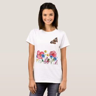 Watercolor pattern with hand-drawn wildflowers T-Shirt
