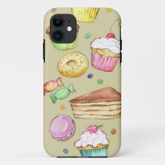 Watercolor pattern with sweets Case-Mate iPhone case (Back)