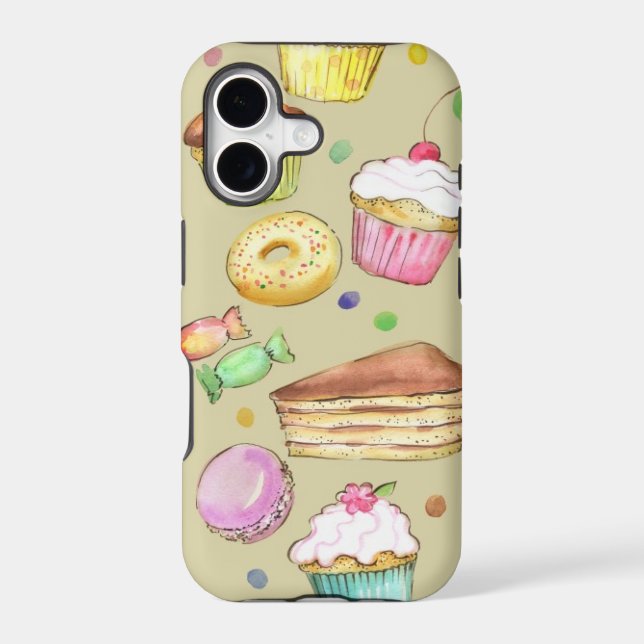 Watercolor pattern with sweets iphone case (Back)