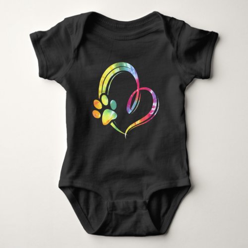 Watercolor Paw and Heart Design Dog Lover Baby Bodysuit