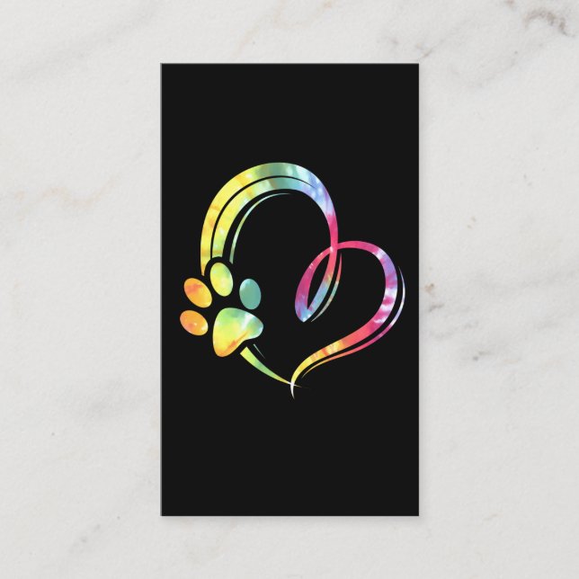Watercolor Paw and Heart Design Dog Lover Business Card (Front)