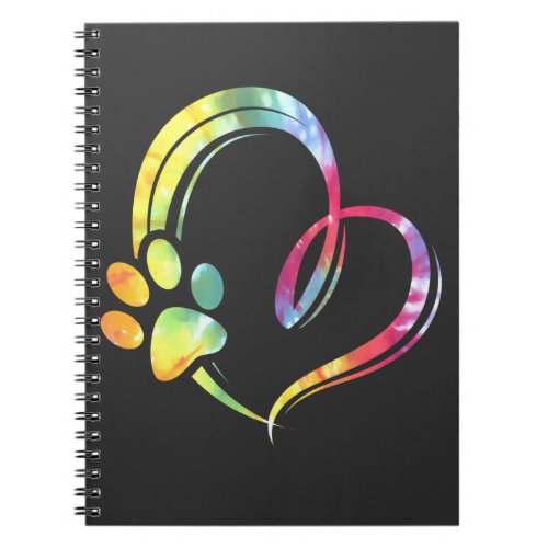 Watercolor Paw and Heart Design Dog Lover Notebook
