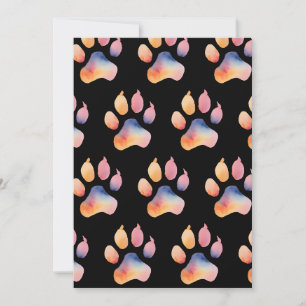 Watercolor Paw Print Background Invitation