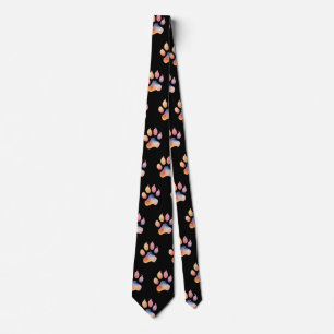Watercolor Paw Print Background Neck Tie