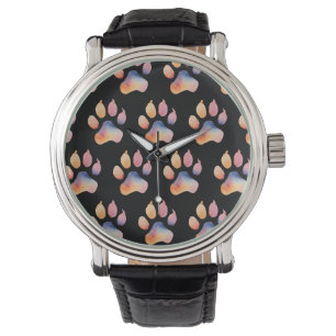 Watercolor Paw Print Background Watch