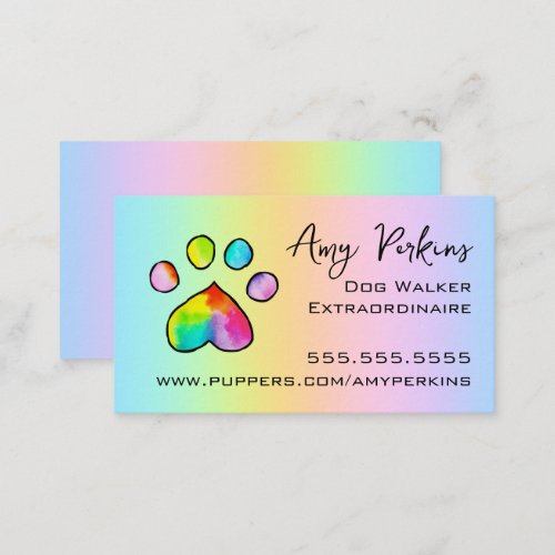 Watercolor Paw Print Business Card