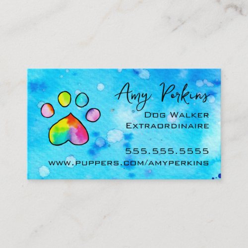 Watercolor Paw Print Business Card