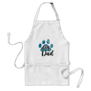 Watercolor Paw Print Dog Dad Pet Lover Father Adult Apron