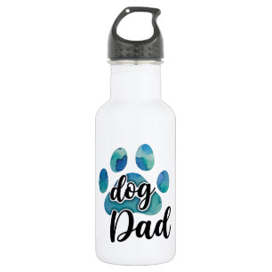 Watercolor Paw Print Dog Dad Pet Lover Father Stainless Steel Water Bottle
