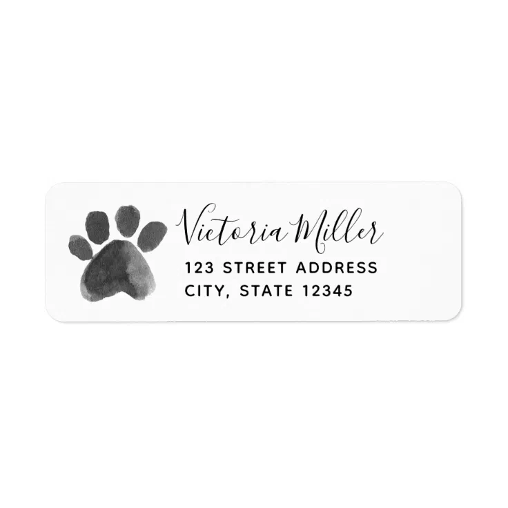 Watercolor Paw Print Return Address Label
