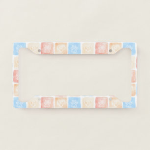 Watercolor Paw Prints & Hearts in Boxes License Plate Frame