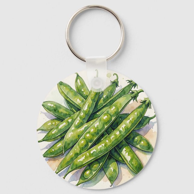 Watercolor Pea Pods Keychain (Front)