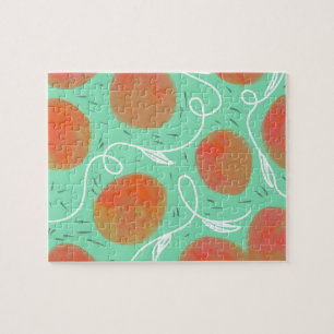 Watercolor Peach and Mango Abstract Jigsaw Puzzle