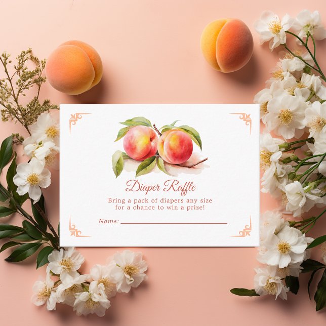 Watercolor Peach Baby Shower Diaper Raffle Enclosure Card (Peach Fuzz Baby Shower)