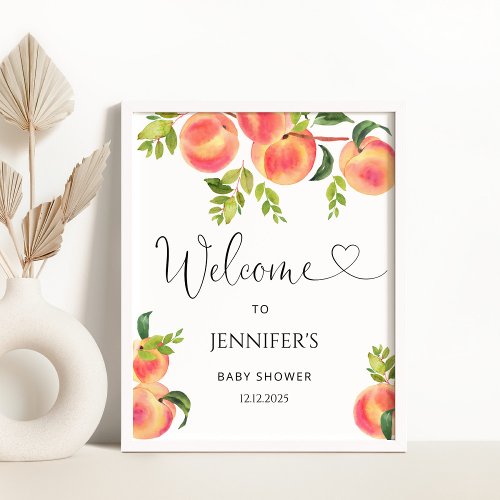 Watercolor peach baby shower welcome sign