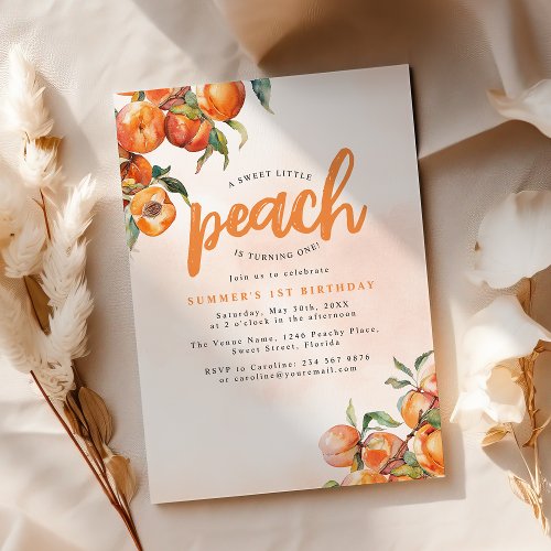 Watercolor Peach Birthday Invitation