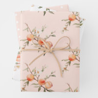 Watercolor peach birthday party wrapping paper sheets