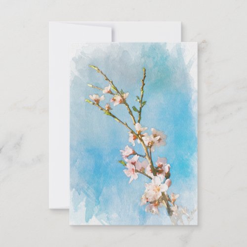 Watercolor Peach Blossom Note Card 