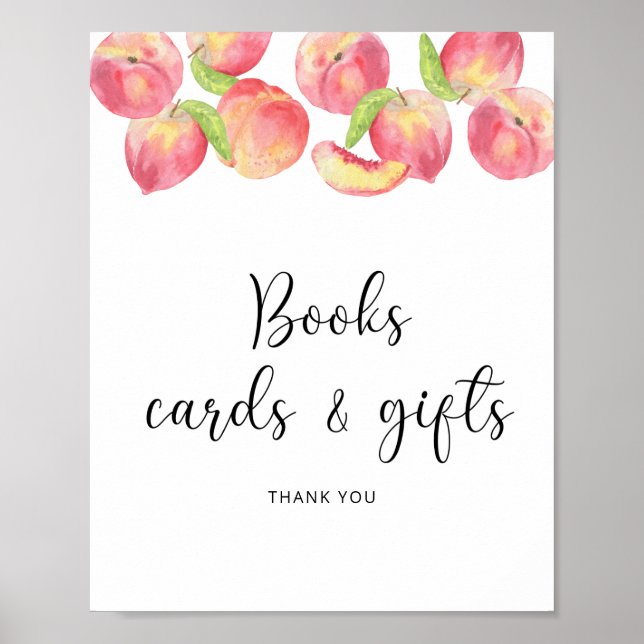 Watercolor peach books cards and gifts poster (Front)