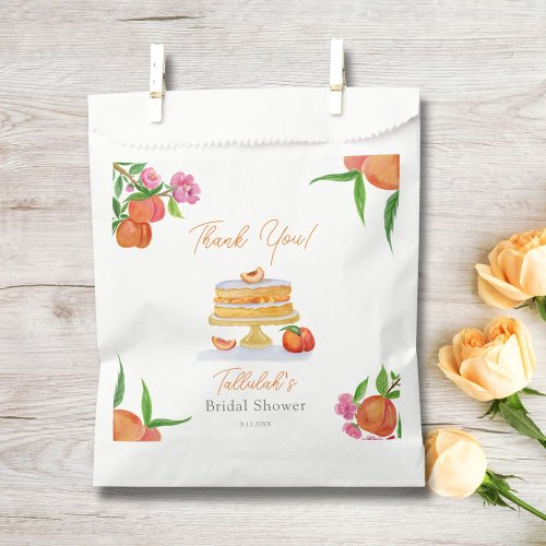 Watercolor Peach Cake Blossoms Bridal Shower  Favor Bag