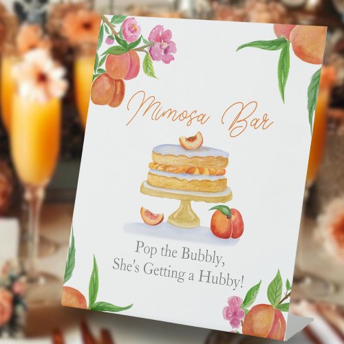 Watercolor Peach Cake Bridal Shower Mimosa Bar Pedestal Sign