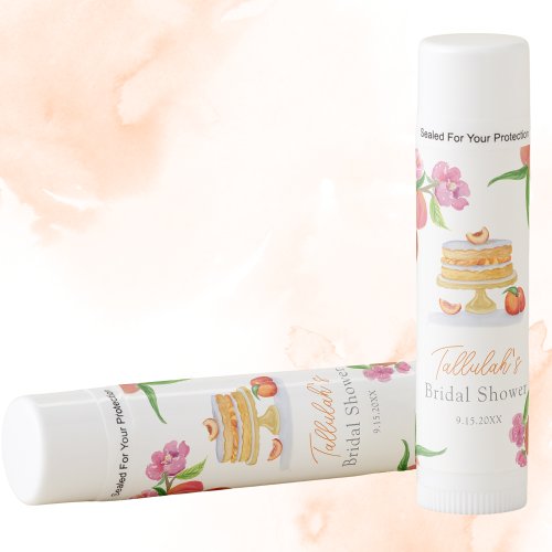 Watercolor Peach Cake With Blossoms Bridal Shower Lip Balm