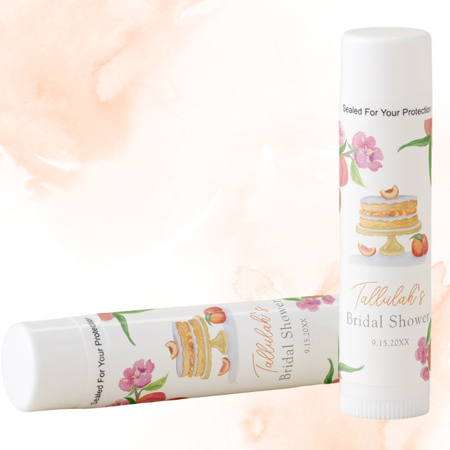 Watercolor Peach Cake With Blossoms Bridal Shower Lip Balm (Creator Uploaded)