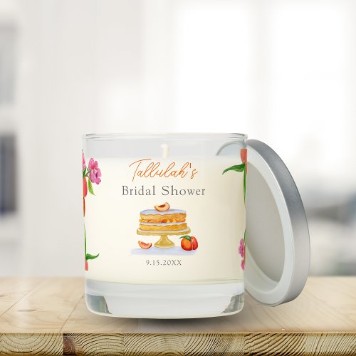 Watercolor Peach Cake With Blossoms Bridal Shower Scented Candle