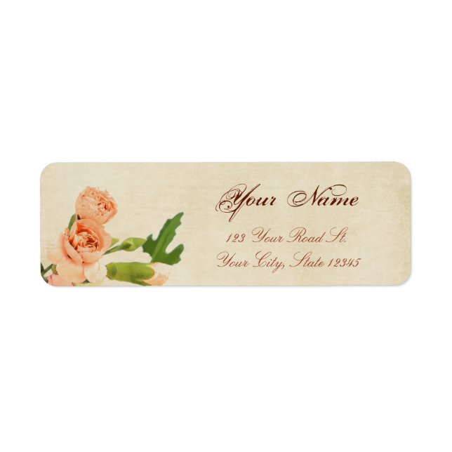 Watercolor Peach Carnation Corners Label (Front)